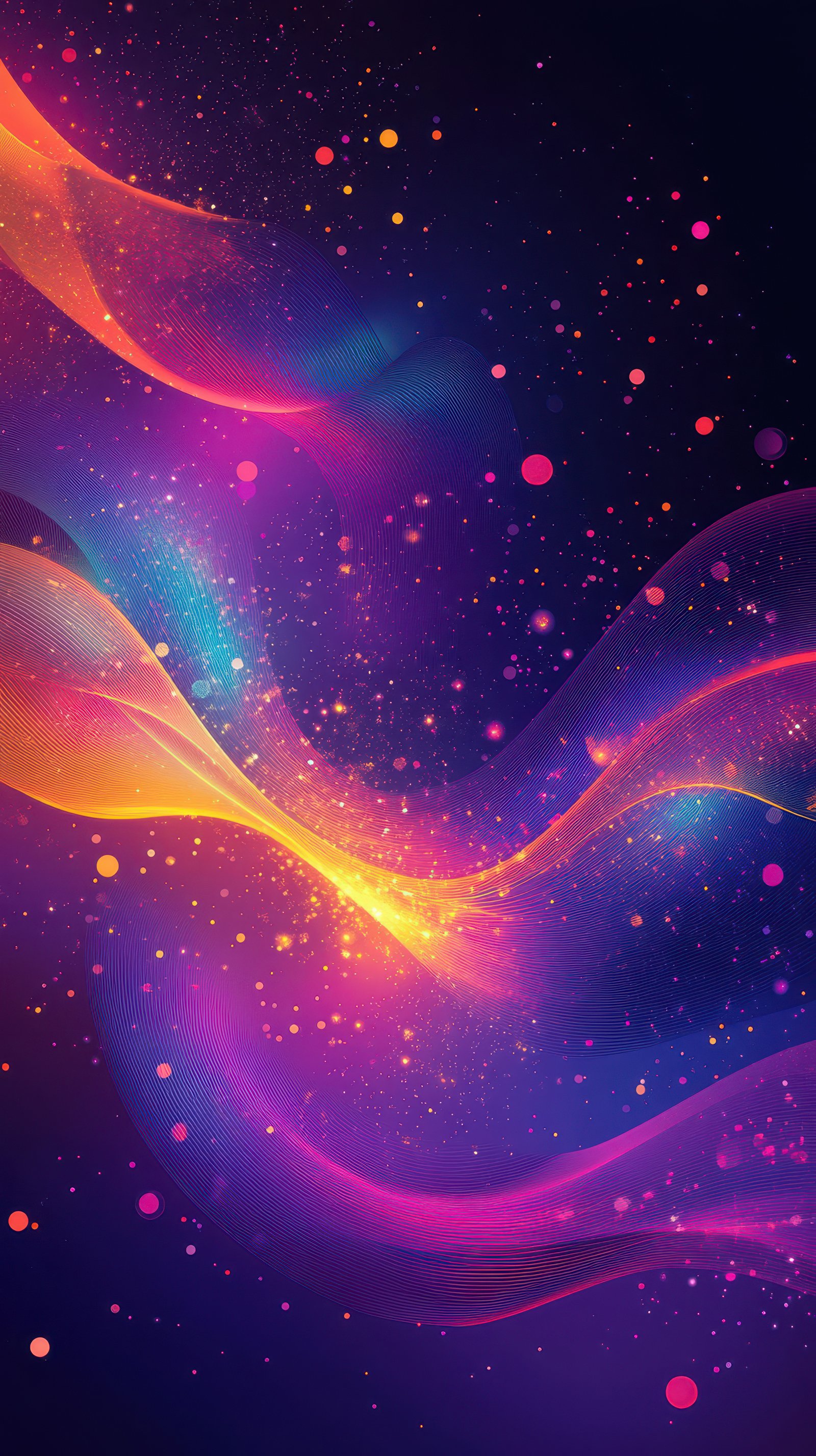 Colorful abstract wave design with glowing effects and vibrant energy in a dark background